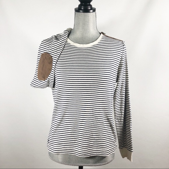 Lauren Ralph Lauren Tops - Ralph Lauren White Navy Elbow Patch Striped Top